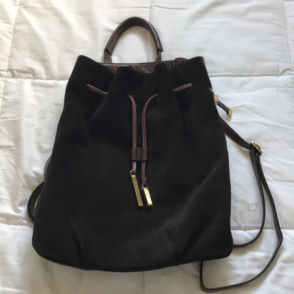 Halston Heritage Brown Suede/Leather Backpack Bag